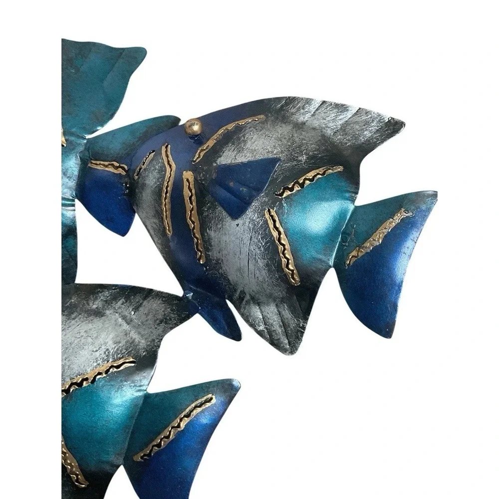 School Of Blue‎ Silver Metal Wall Art  Suitable for Indoor and Outdoor Use 26.5